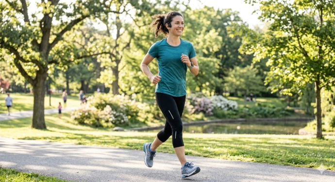 Femme qui court dans un parc